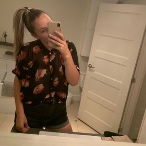 semi transparent short sleeve blouse